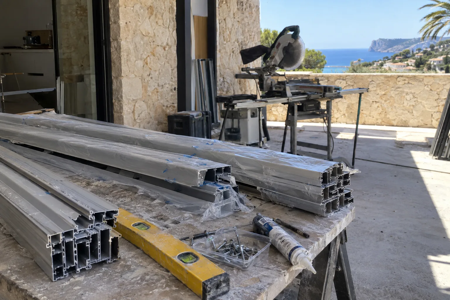 Fabricación y montaje de carpintería de aluminio en el taller y en obra